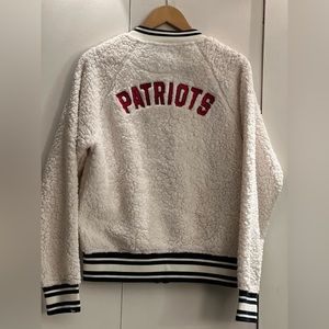 Women's New England Patriots New Era Cream Athletic Sherpa Full-Zip Jacket